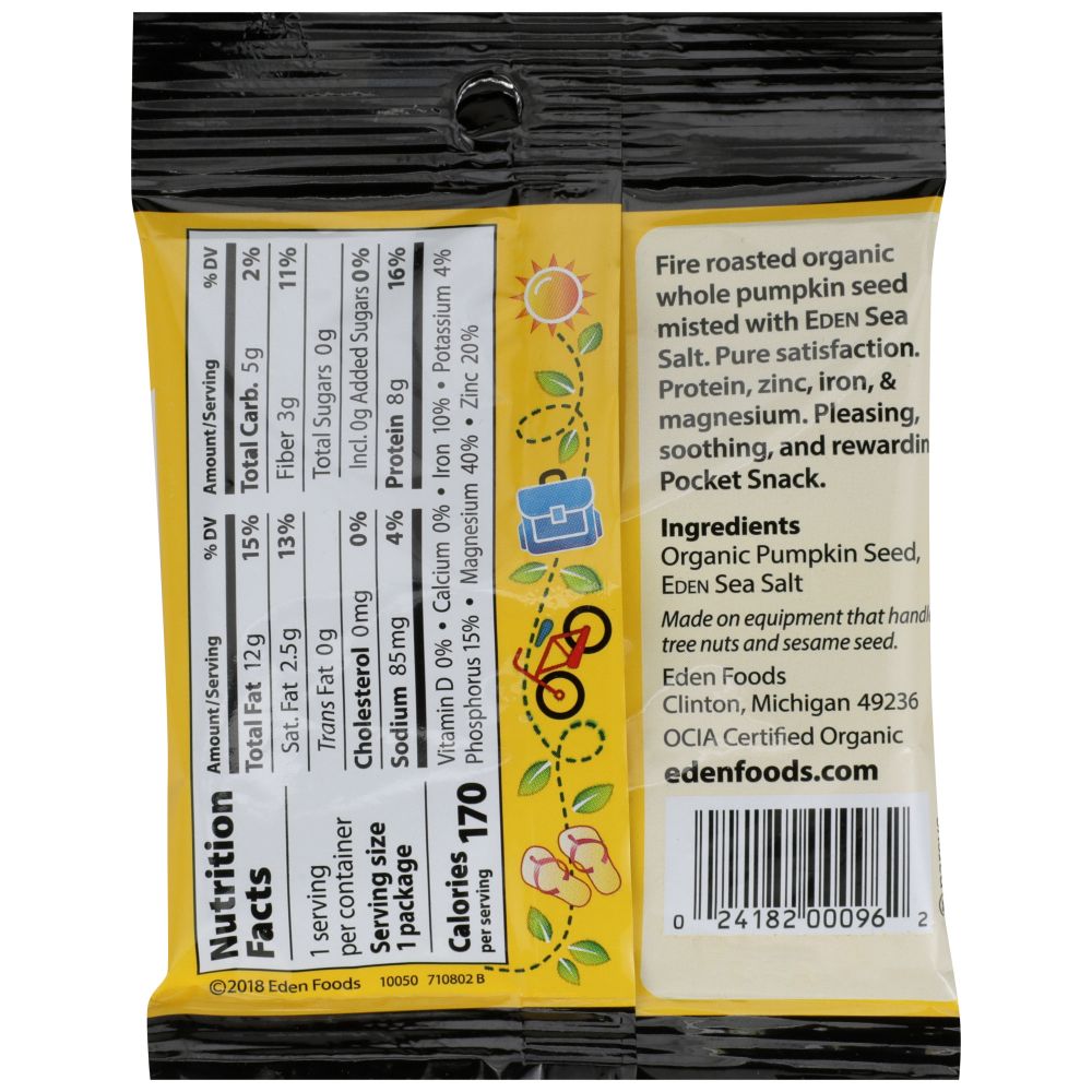 EDEN FOODS: Pocket Snack Pumpkin Seed Roasted, 1 oz - SMART GREENS
