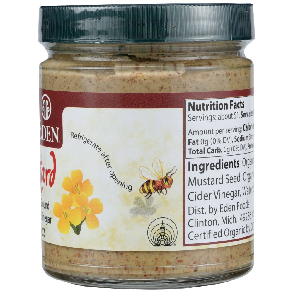 EDEN FOODS: Mustard Brown Glass Jar, 9 oz - SMART GREENS