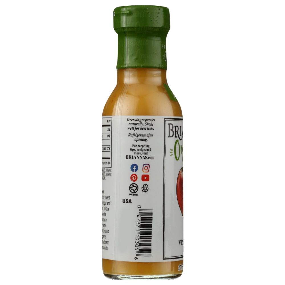 BRIANNAS: Organic Mango Vinaigrette Dressing, 10 oz - SMART GREENS