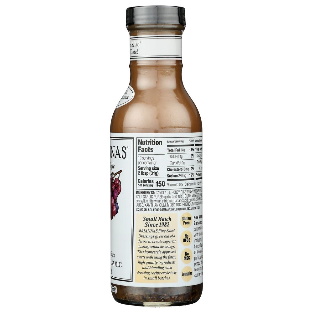 BRIANNAS: New American Creamy Balsamic Vinaigrette Dressing, 12 oz - SMART GREENS