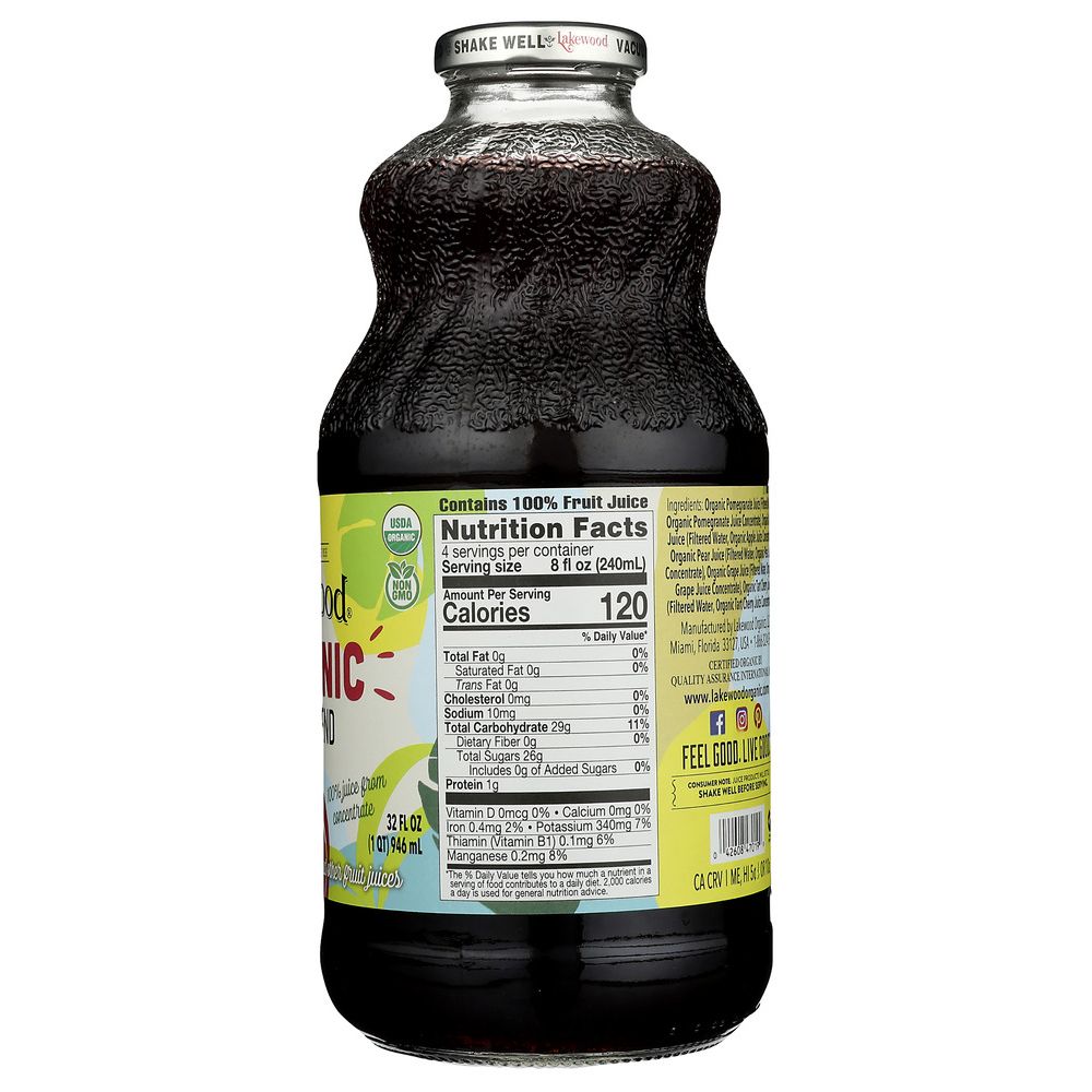 LAKEWOOD: Organic Pure Fruit Pomegranate Juice Blend, 32 oz - SMART GREENS