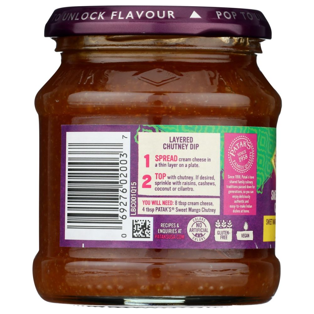 PATAK'S: Original Sweet Mango Chutney Mild, 12 Oz - SMART GREENS