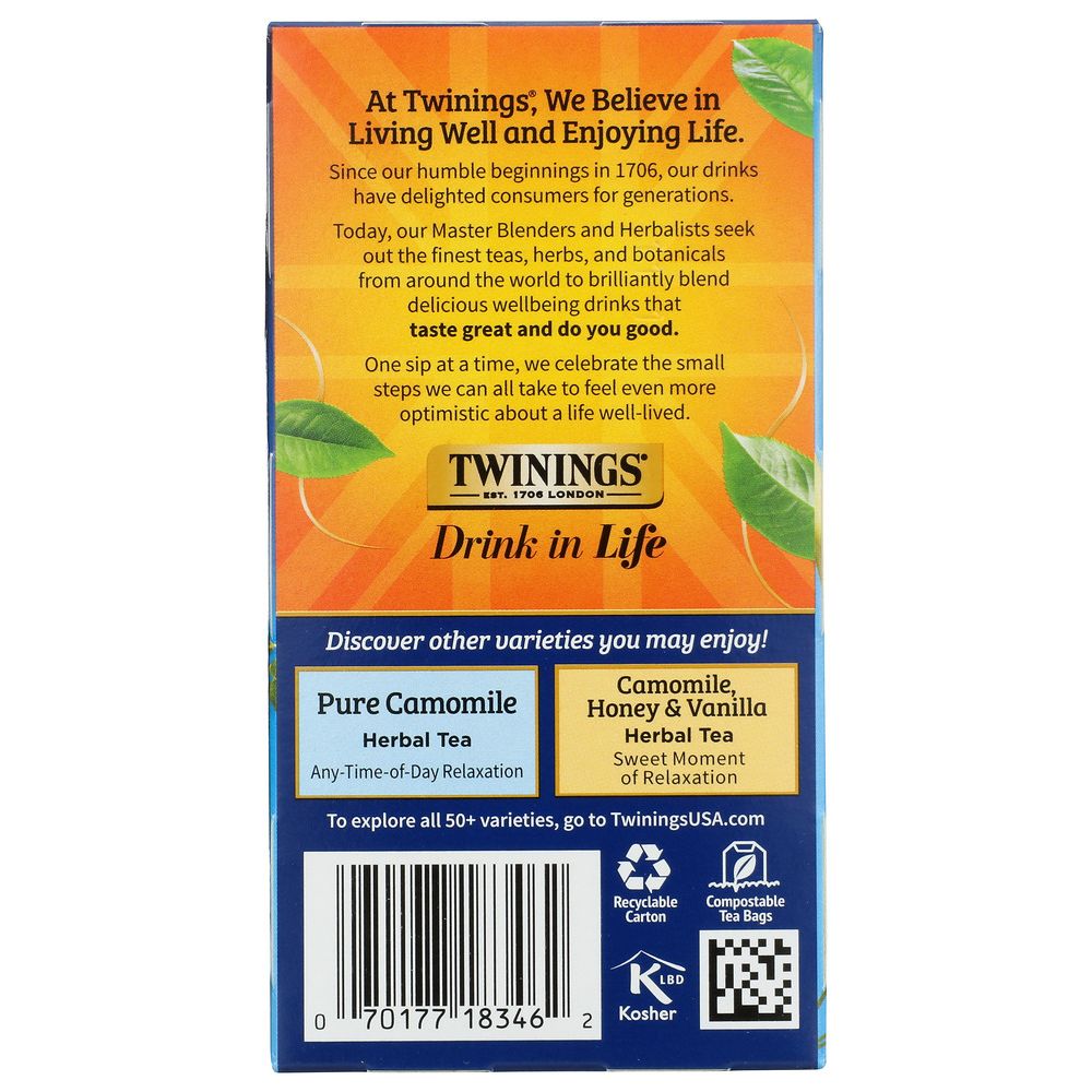 TWININGS: Herbal Tea Bedtime Blend Naturally Caffeine Free 20 bag, 1.02 oz - SMART GREENS