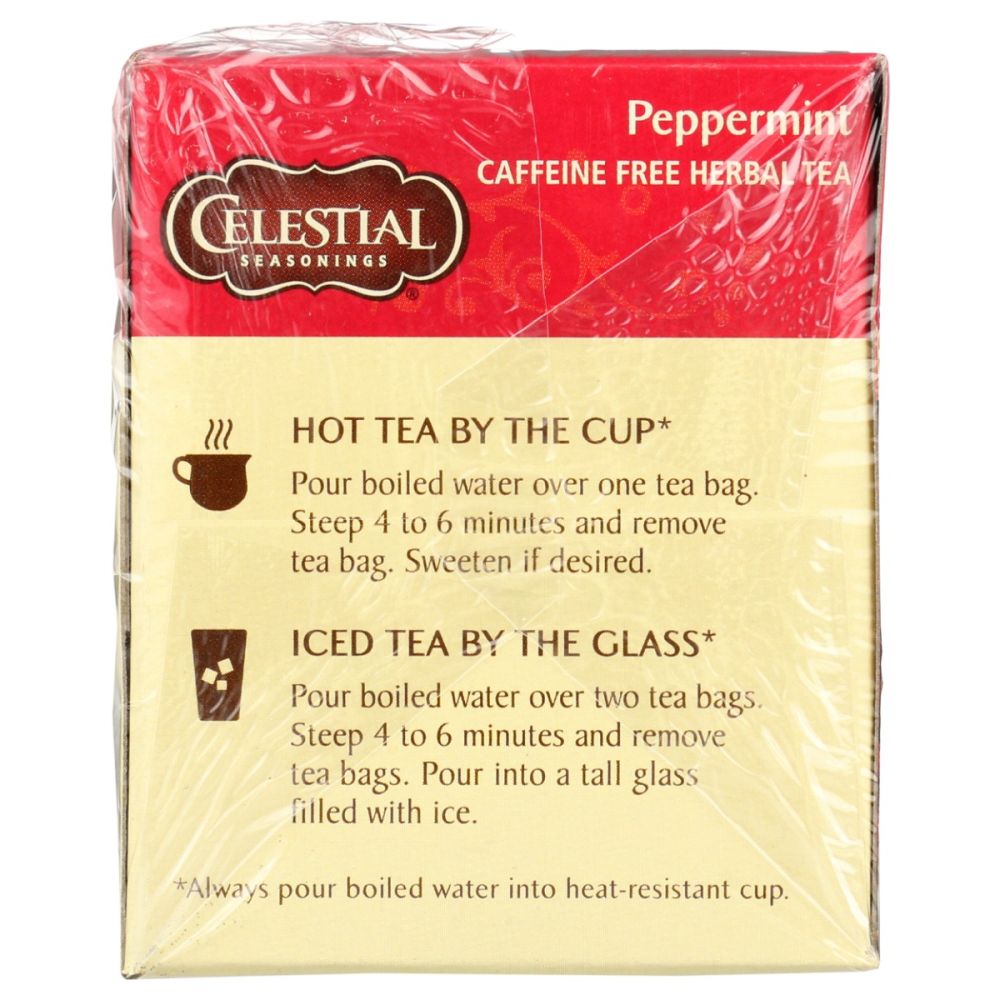 CELESTIAL SEASONINGS: Peppermint Herbal Tea Caffeine Free 20 Tea Bags, 1.1 oz - SMART GREENS