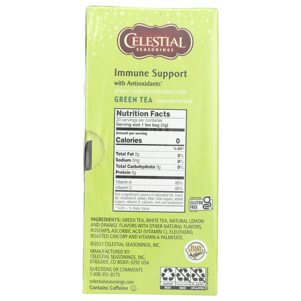 CELESTIAL SEASONINGS: Green Tea With White Tea Antioxidant Supplement 20 Tea Bags, 1.4 oz - SMART GREENS