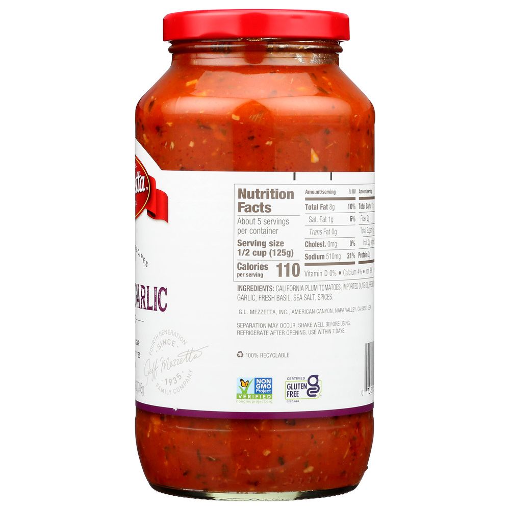 MEZZETTA: Napa Valley Bistro Roasted Garlic Pasta Sauce, 25 oz - SMART GREENS