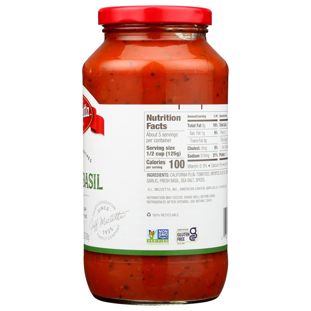 MEZZETTA: Napa Valley Bistro Tomato Basil Pasta Sauce, 25 oz - SMART GREENS