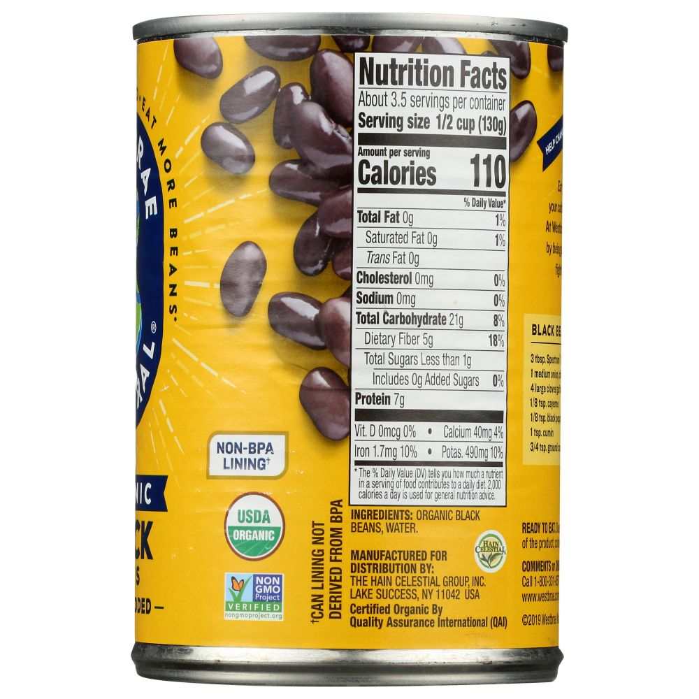 WESTBRAE NATURAL vegetarian organic black beans 15 oz can for Cuban cooking and recipes