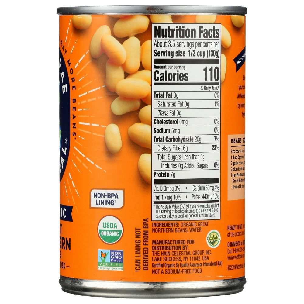 WESTBRAE Organic Great Northern Beans No Salt Added 15 oz can