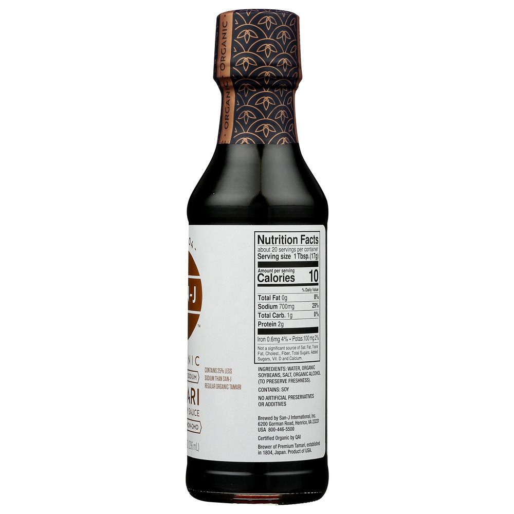 SAN - J: Organic Reduced Sodium Gluten Free Tamari Soy Sauce, 10 Oz - SMART GREENS