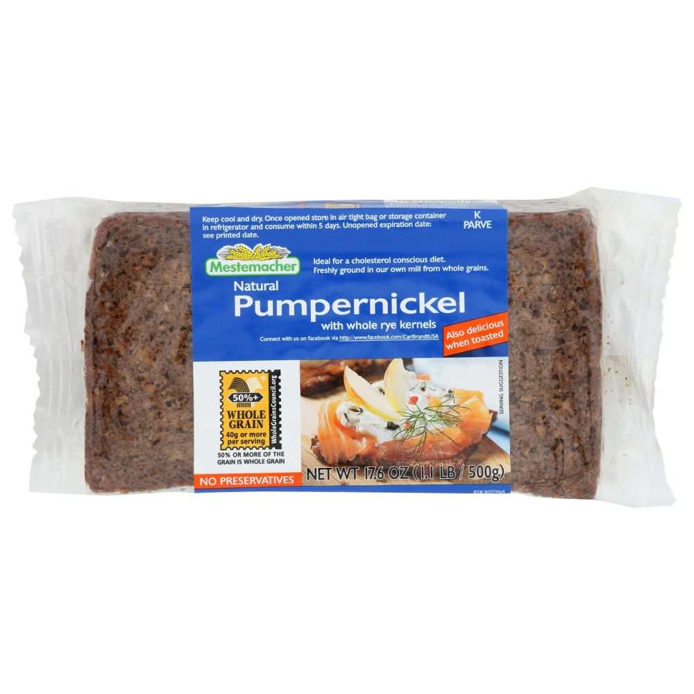 MESTEMACHER Pumpernickel Bread 17.6 oz dark dense traditional German whole grain bread for keto diet