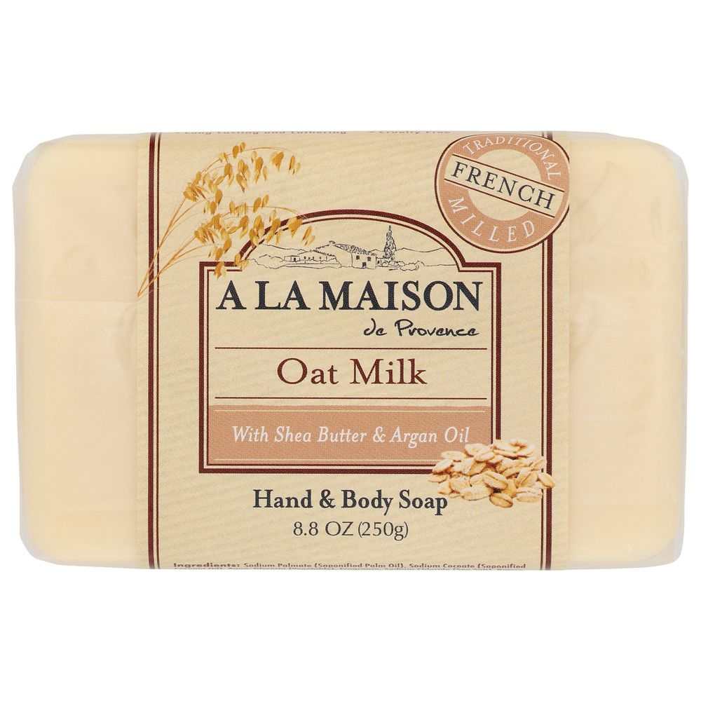 A LA MAISON DE PROVENCE Bar Soap Oat Milk 8 oz with natural French botanical ingredients and luxurious packaging