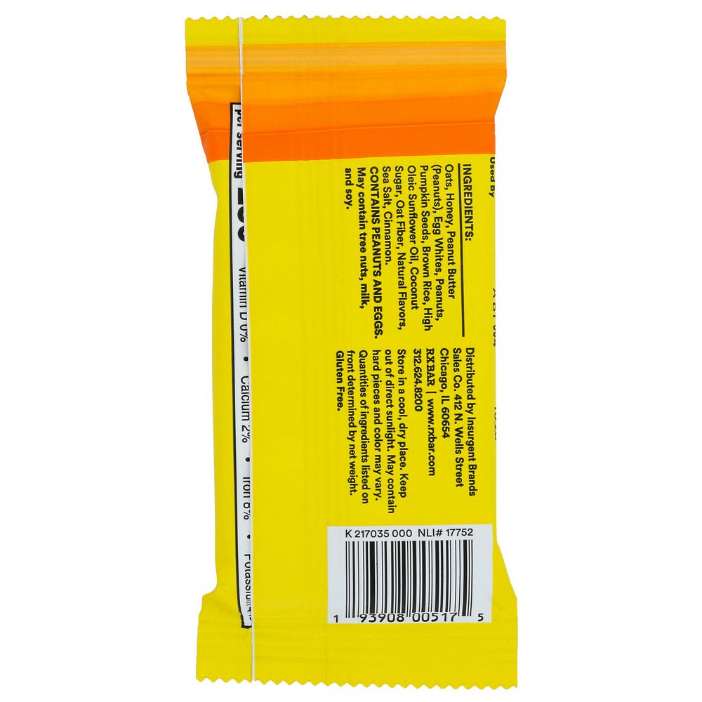 RXBAR: Honey Cinnamon Peanut Butter Protein Bar, 1.9 oz - SMART GREENS