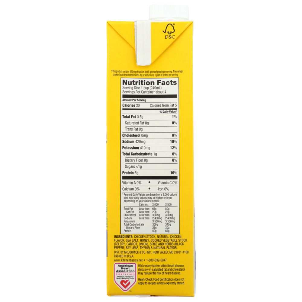 Kitchen Basics Original Chicken Stock 32oz carton with natural ingredients and no MSG
