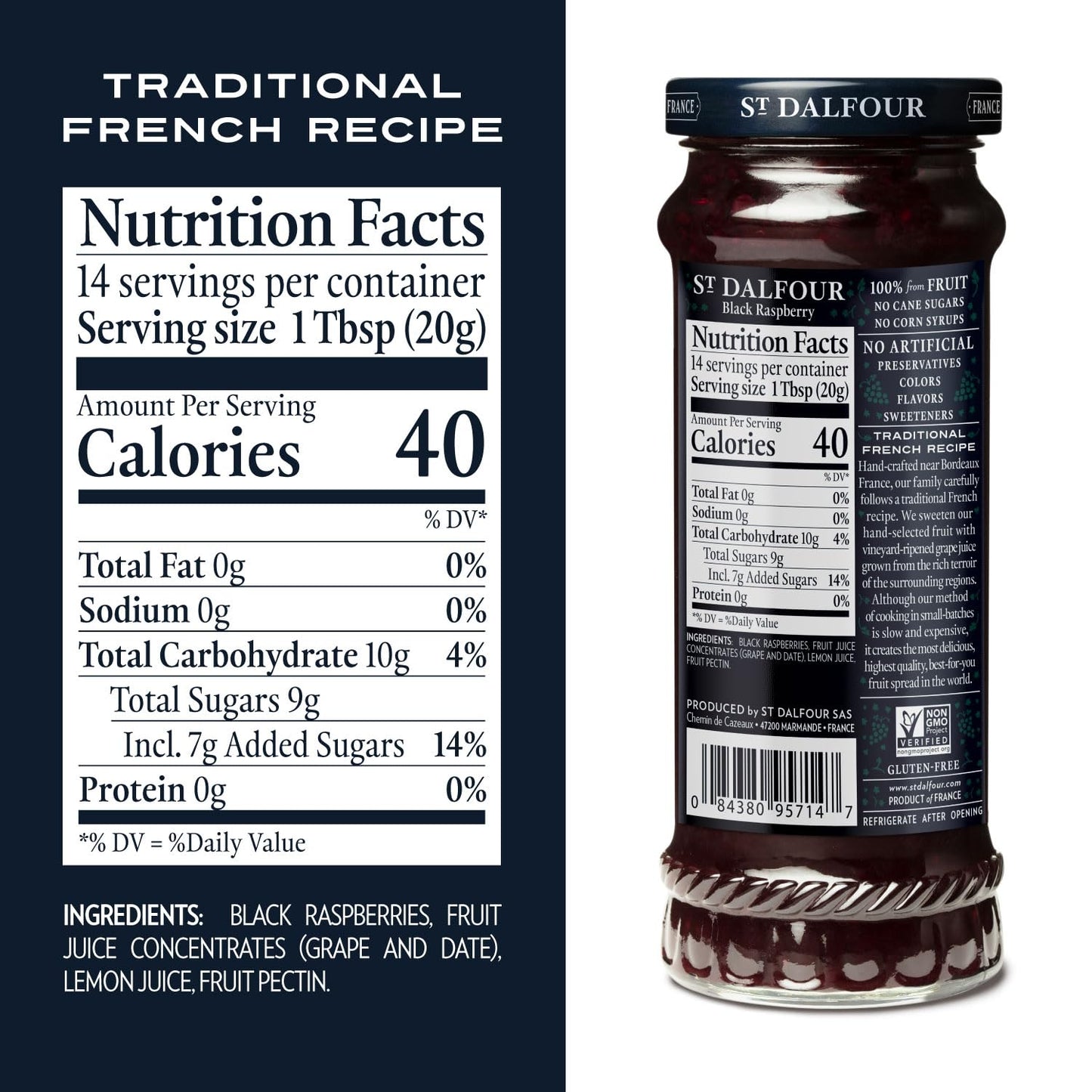 ST DALFOUR: Black Raspberry Fruit Spread, 10 oz - SMART GREENS