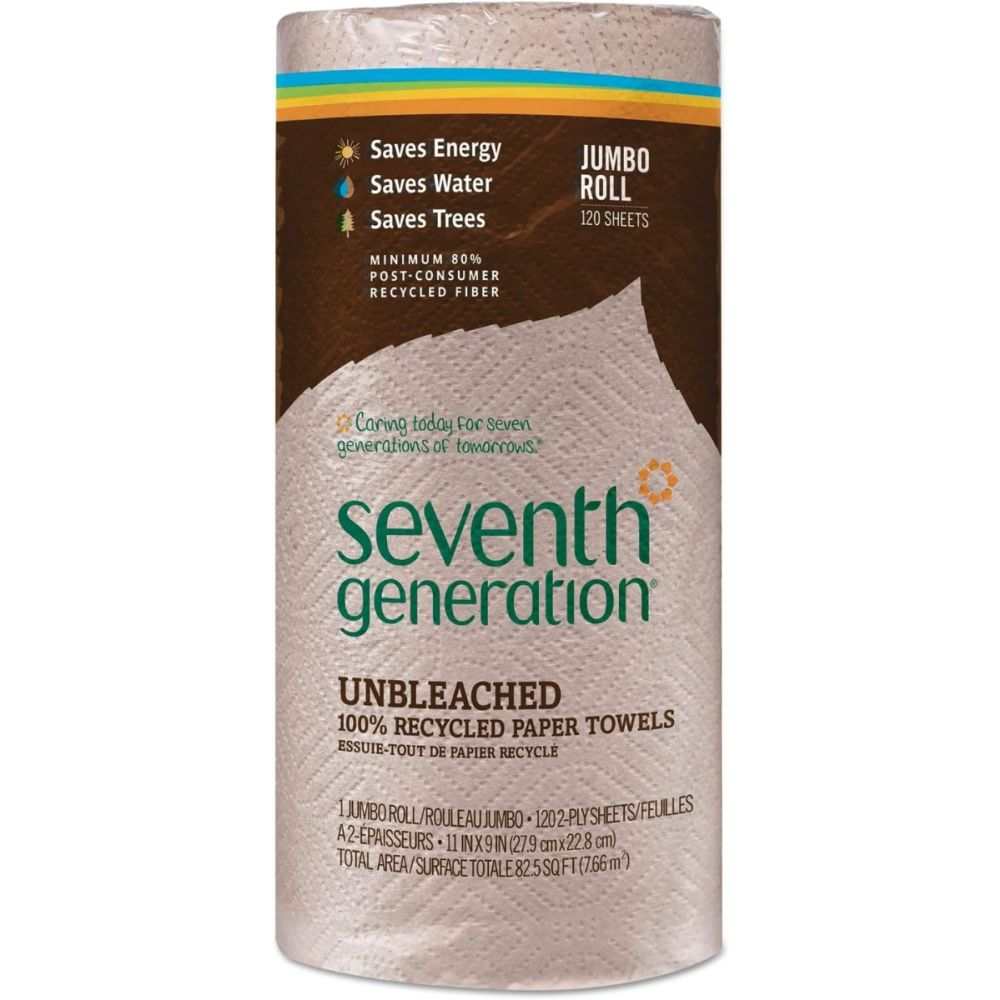 Unbleached recycled paper towel roll jumbo size with eco-friendly packaging