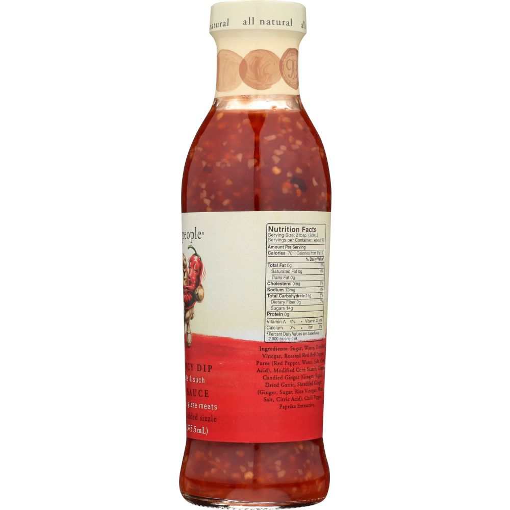 THE GINGER PEOPLE Sweet Ginger Chili Sauce bottle 12.7 oz with serving suggestions