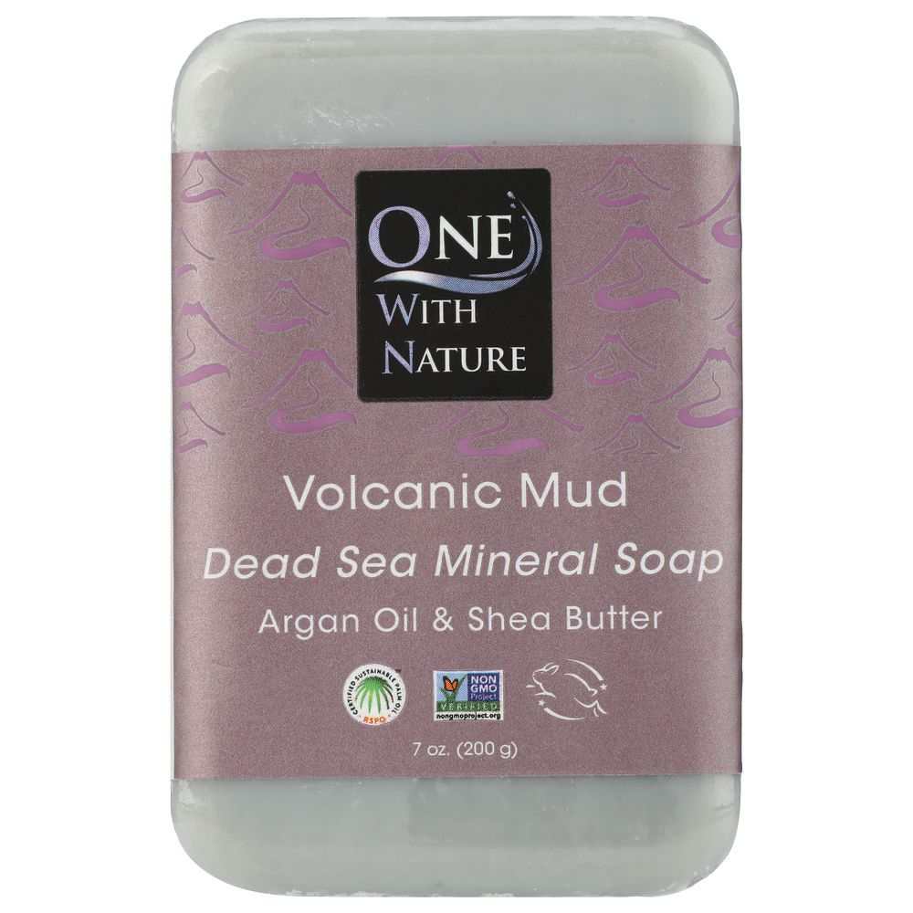 Volcanic Mud Triple Milled mineral bar soap with argan oil and shea butter, 7 oz