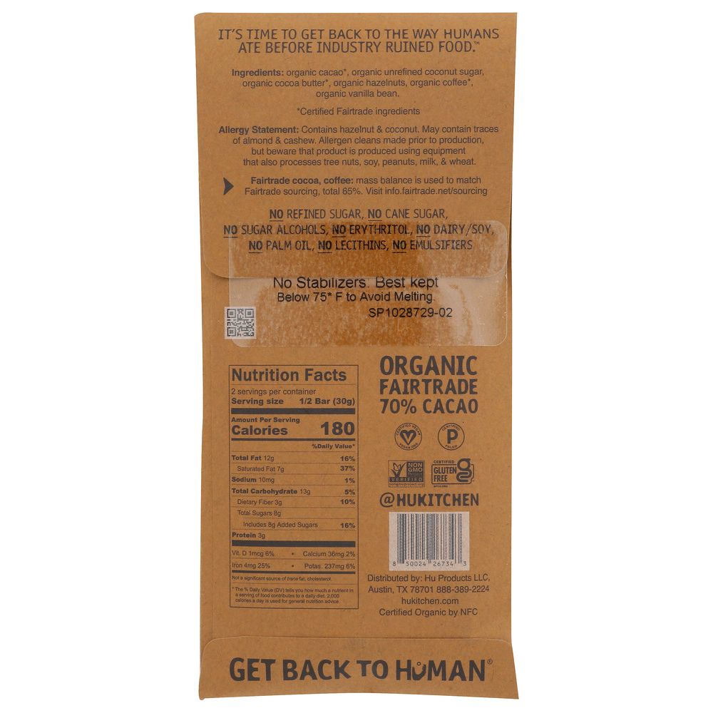 HU: Bar Choc Hazelnut Coffee, 2.1 oz - SMART GREENS