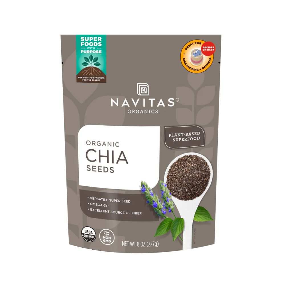NAVITAS Organic Chia Seeds 16oz bag rich in omega-3, fiber, and plant protein superfood