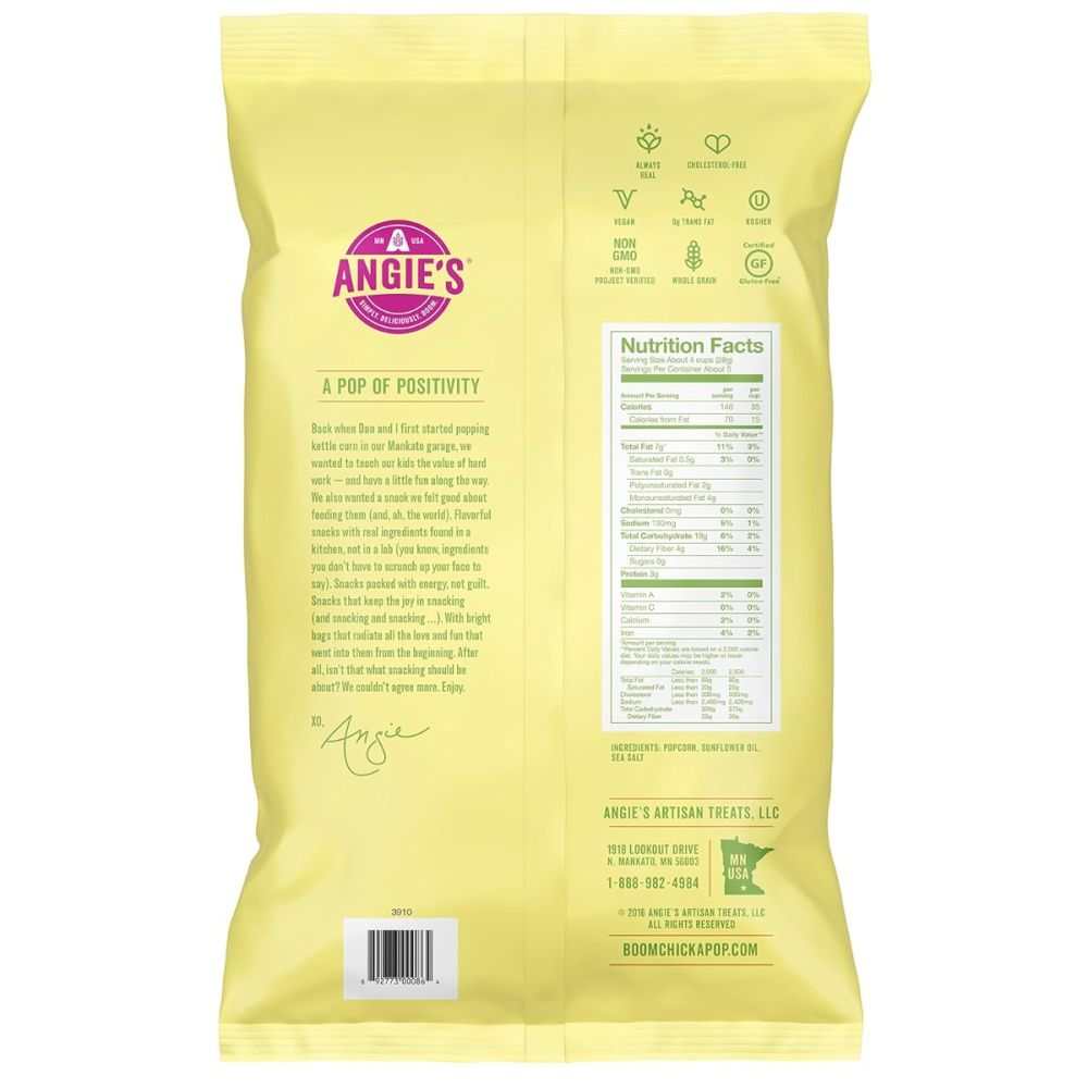 ANGIES Artisan Treats Boomchickapop Sea Salt Popcorn 4.8 oz bag