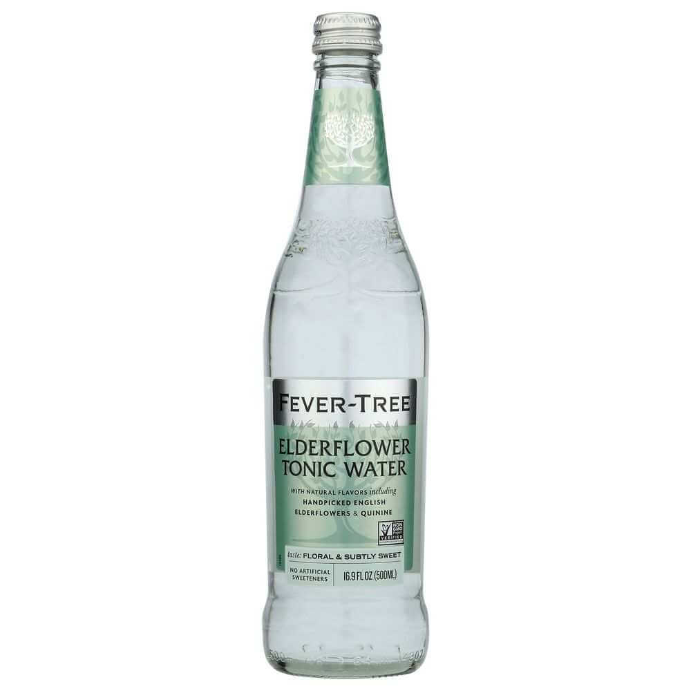 Fever-Tree Elderflower Tonic Water glass bottle, 16.9 fl oz, with green label