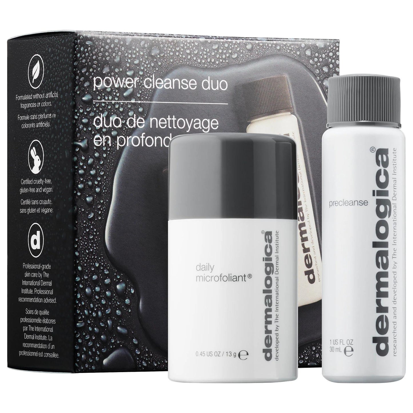 Dermalogica Power Cleanse Duo: Travel Skincare Set for Bright, Smooth Skin - Vegan, Cruelty-Free, Exfoliating Powder & Cleansing Oil