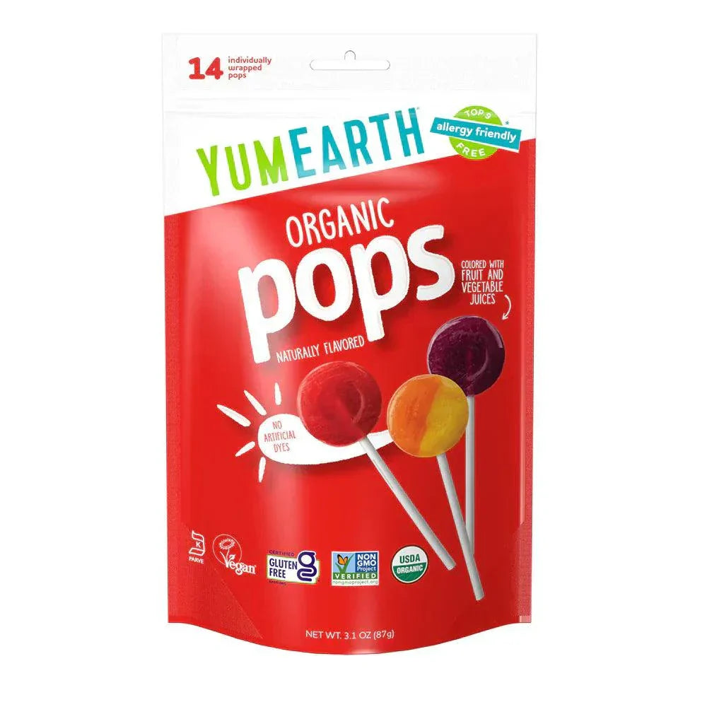 YUMEARTH organic assorted lollipops 14 count crafted without artificial dyes and allergens
