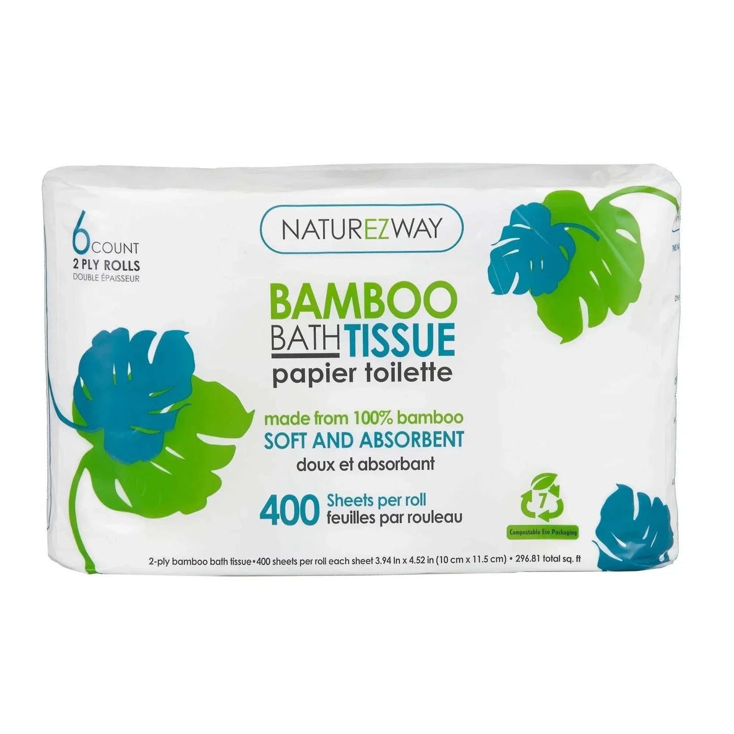 NATUREZWAY Bamboo Bath Tissue 6 Rolls Soft Strong 2 Ply