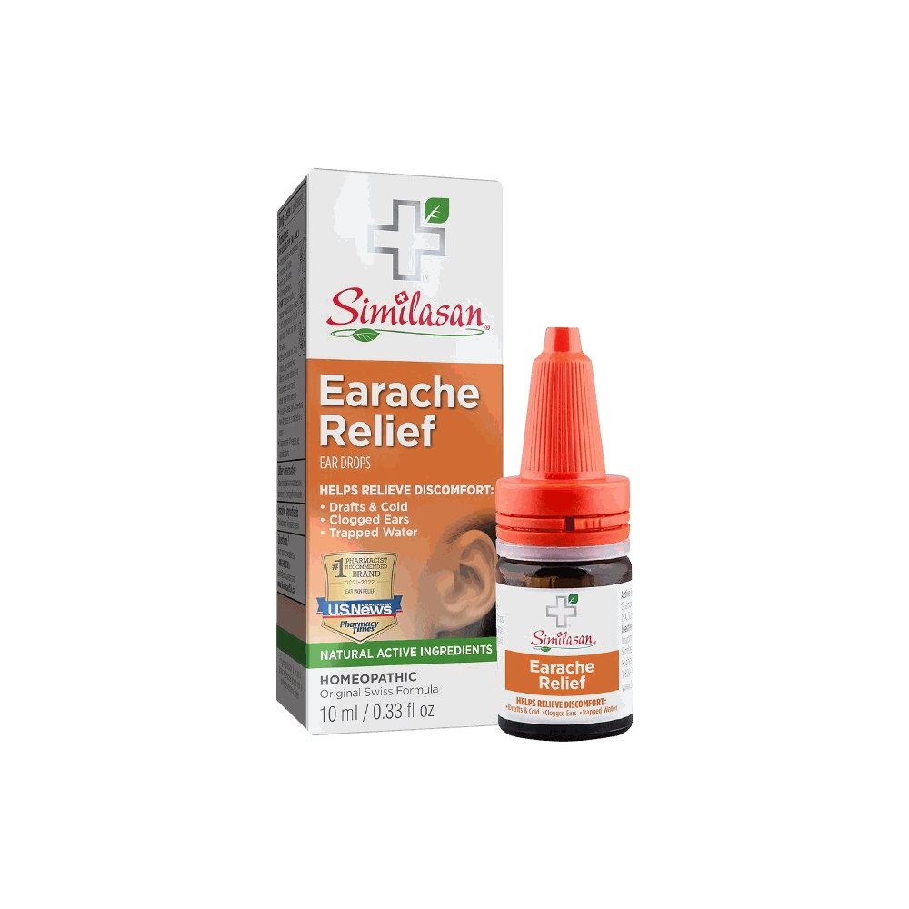 SIMILASAN earache relief ear drops natural homeopathic formula with chamomilla and sulphur in 0.33 oz bottle