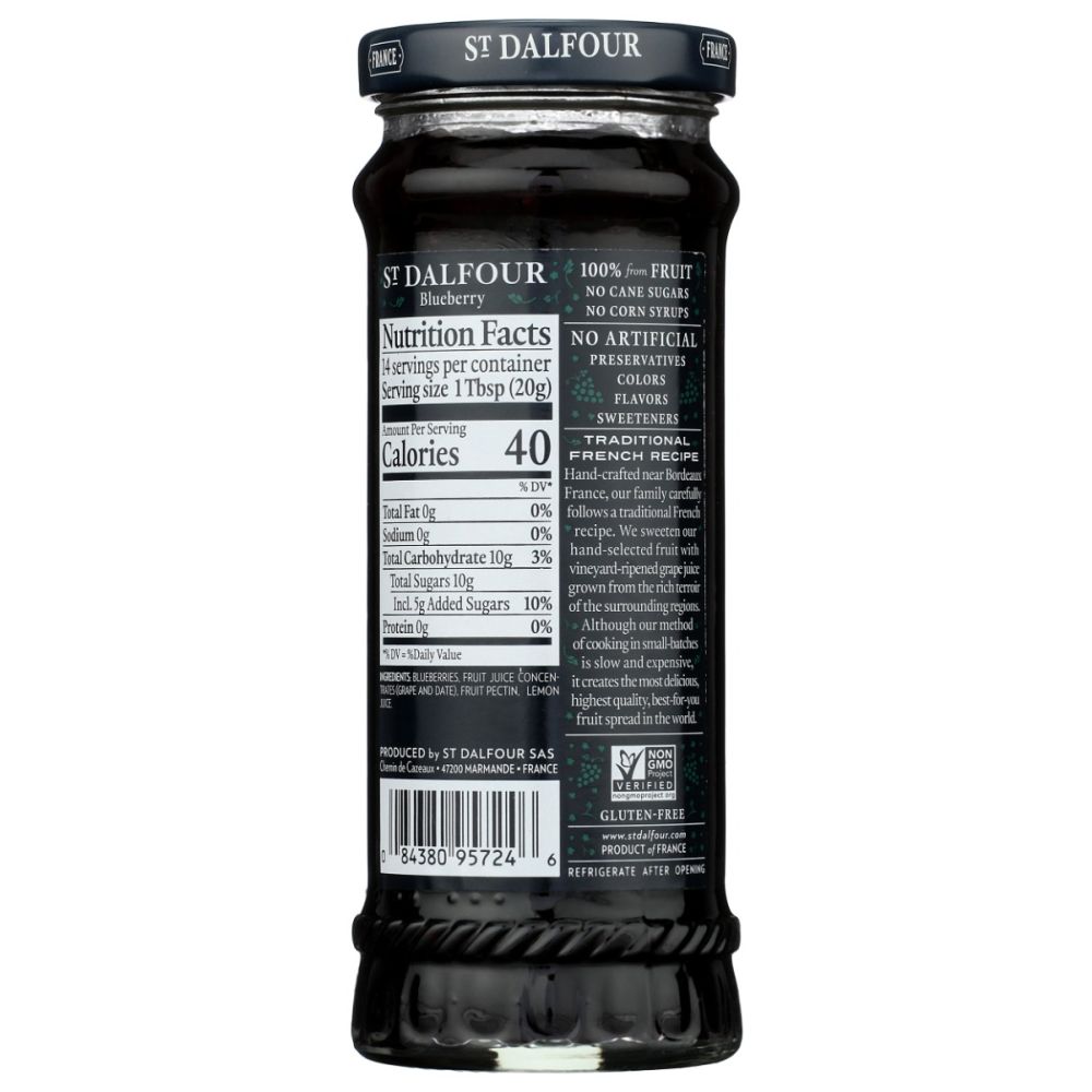 ST DALFOUR: Blueberry Fruit Spread, 10 oz - SMART GREENS