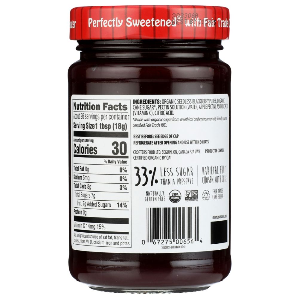 CROFTERS: Premium Spread Blackberry Seedless, 16.5 oz - SMART GREENS