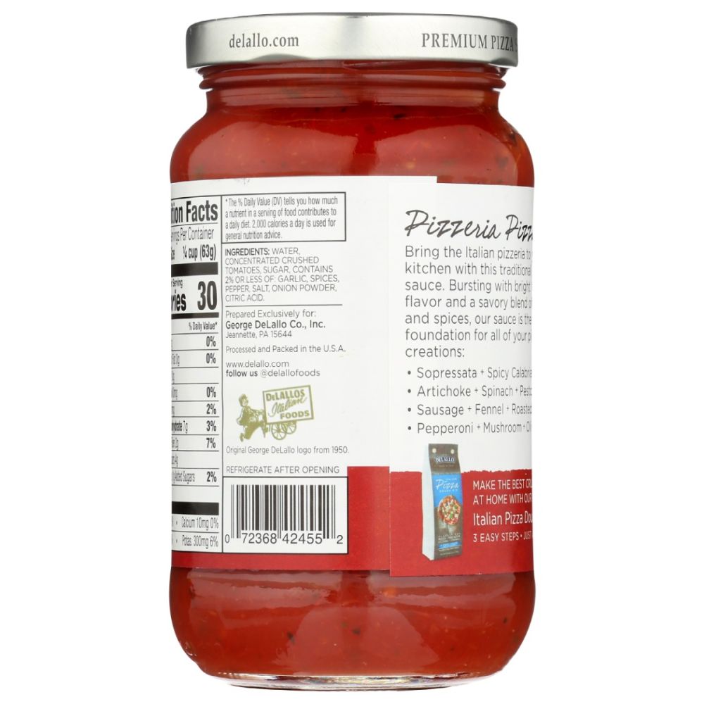 DELALLO: Pizzeria Pizza Sauce, 14 oz - SMART GREENS