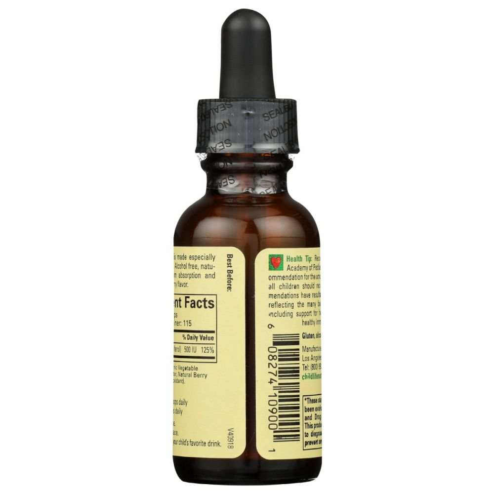 Brown glass dropper bottle with nutrition facts and label for wellness supplement