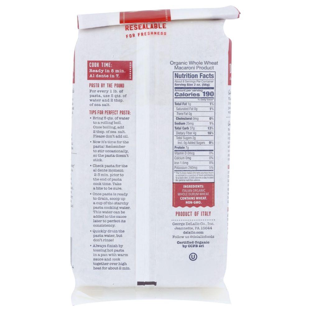 DELALLO: Whole Wheat Orzo Pasta, 16 oz - SMART GREENS