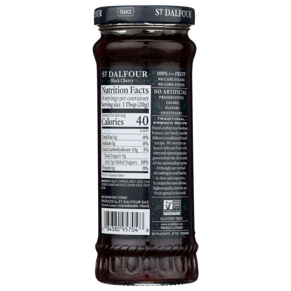 ST DALFOUR: Black Cherry Fruit Spread, 10 oz - SMART GREENS