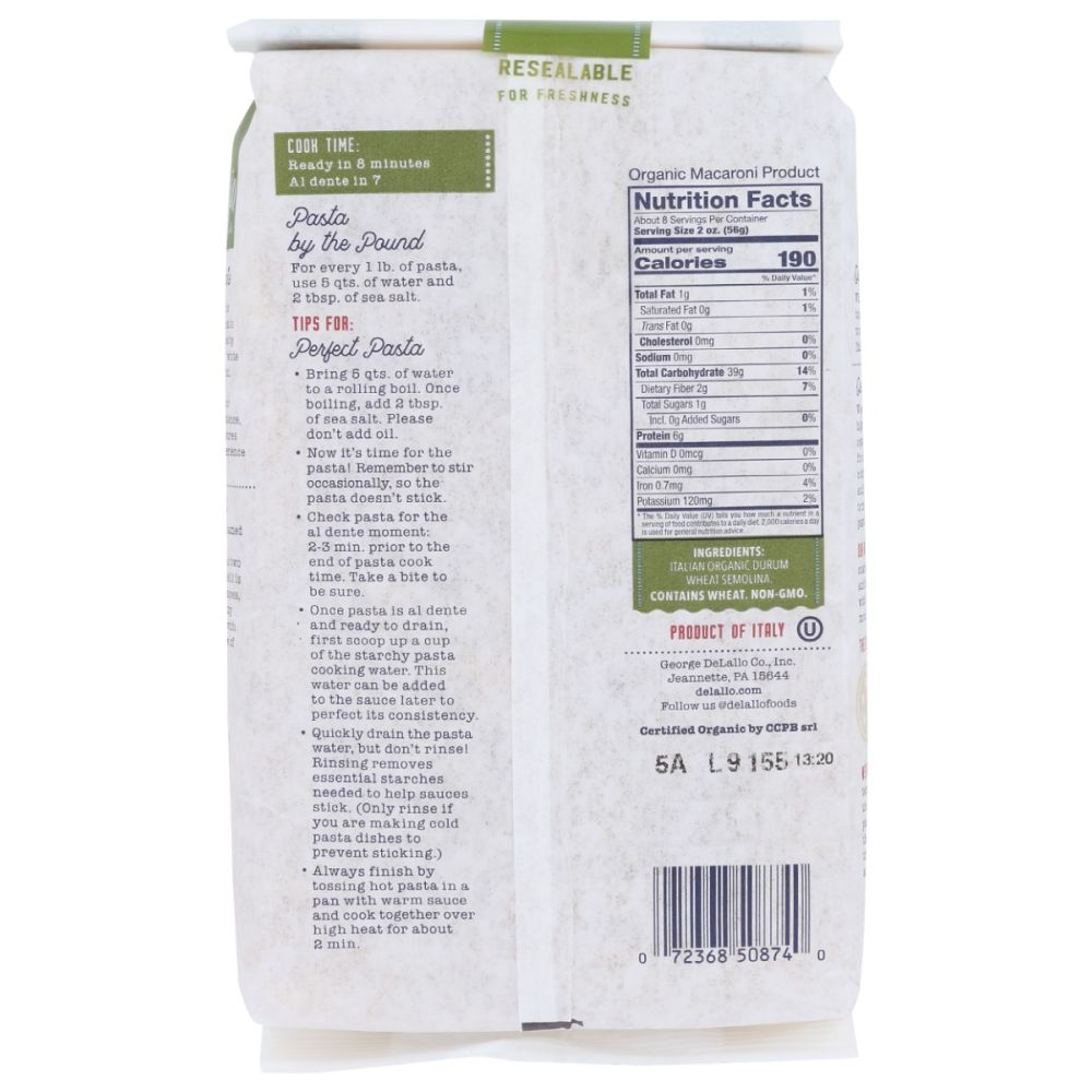 DELALLO: Organic Gemelli Noodles, 16 oz - SMART GREENS