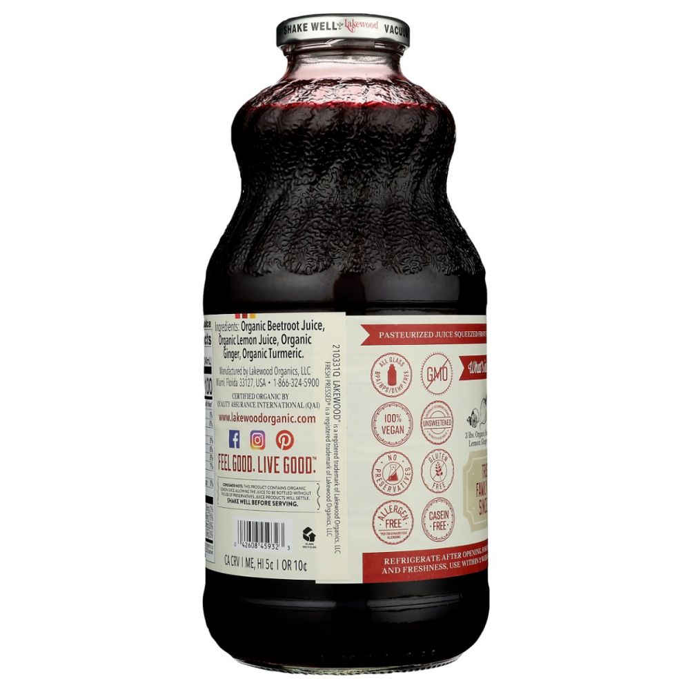 LAKEWOOD: Organic Beet Ginger Turmeric Juice, 32 fo - SMART GREENS