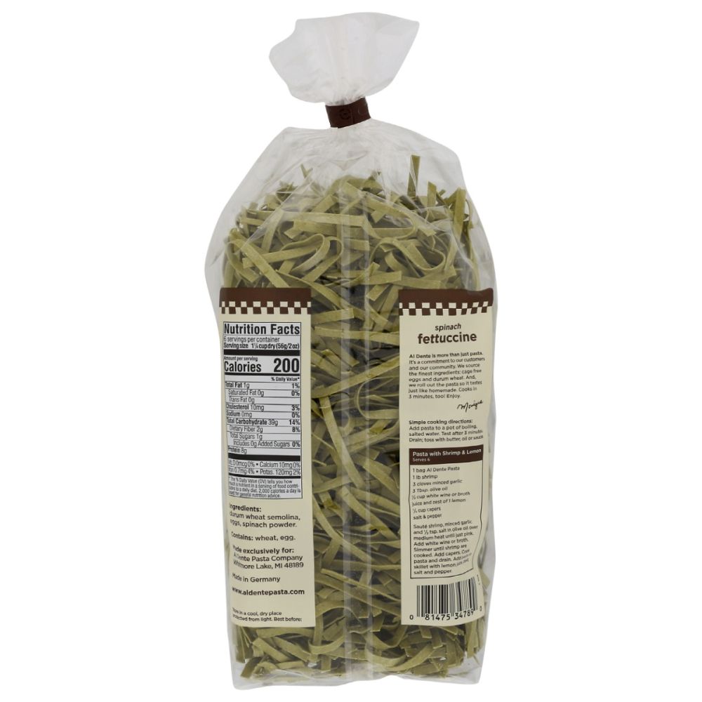 AL DENTE: Spinach Fettuccine Noodles, 12 oz - SMART GREENS