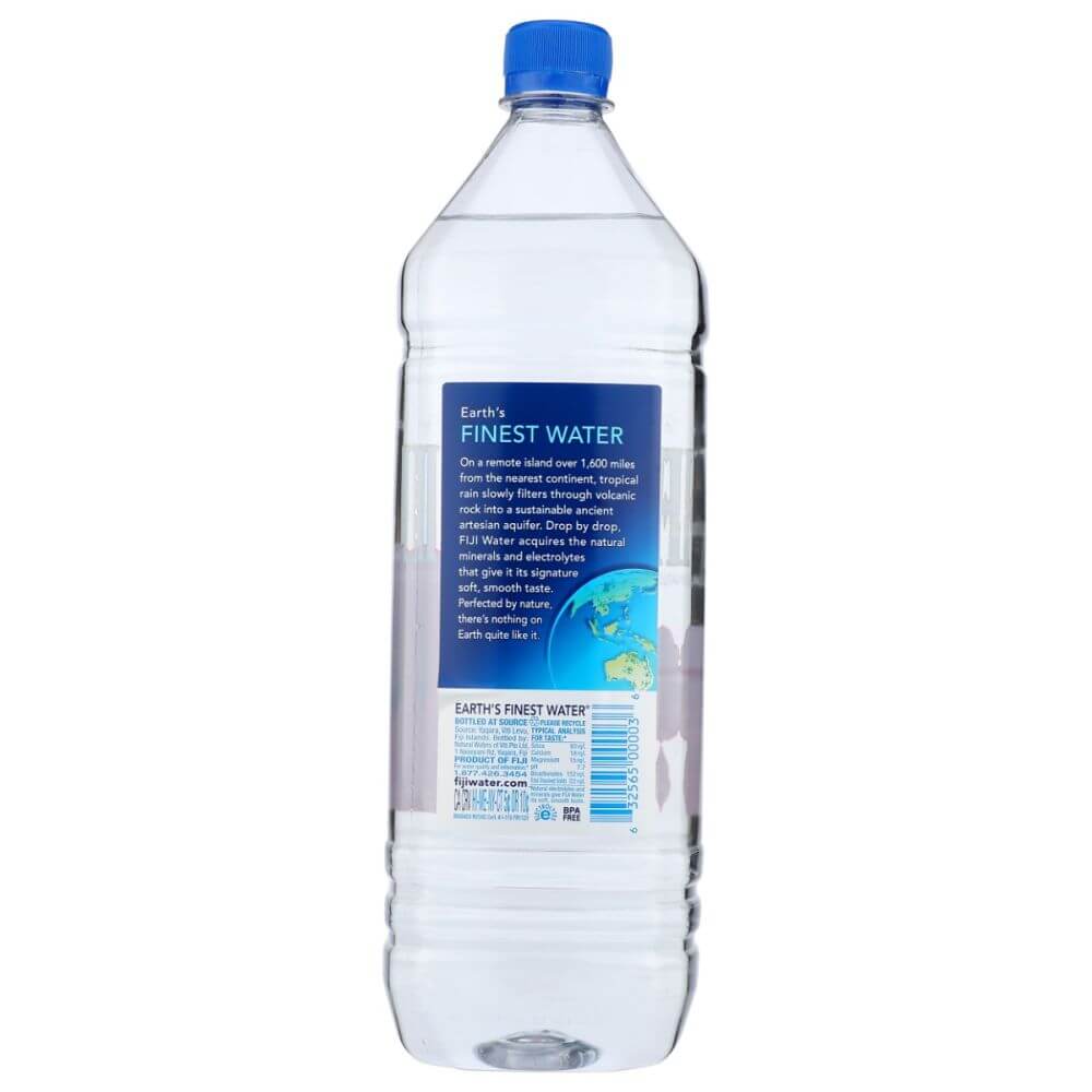 Large clear plastic bottle of premium natural mineral water with blue cap and label