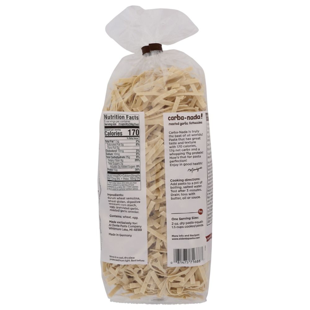 AL DENTE: Carba Nada Roasted Garlic Fettuccine Pasta, 10 oz - SMART GREENS