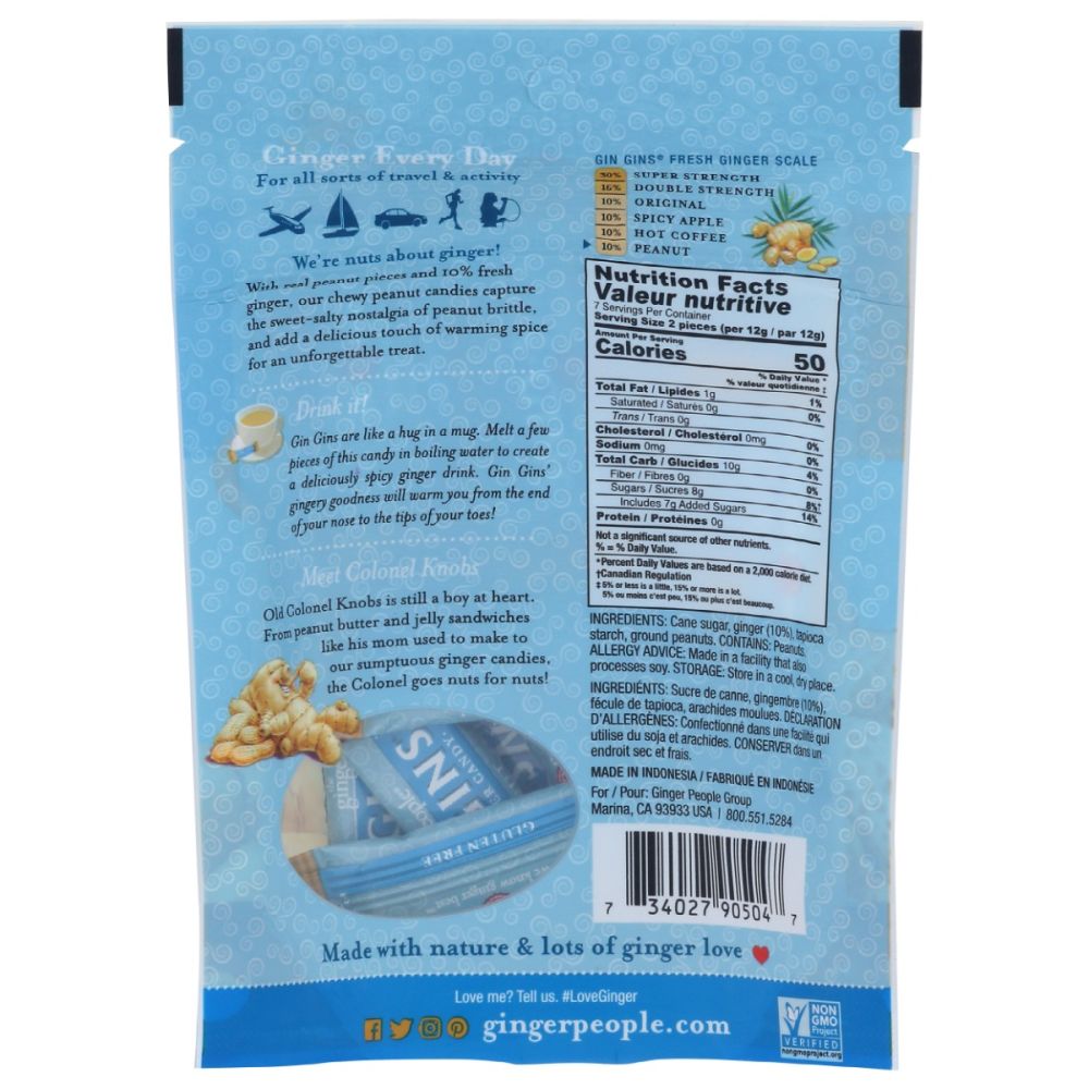 THE GINGER PEOPLE: Gin Gins Peanut Ginger Chews, 3 oz - SMART GREENS