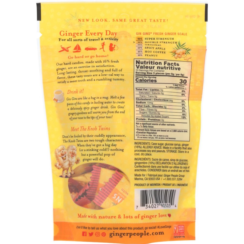 THE GINGER PEOPLE: Gin Gins Double Strength Hard Ginger Candy, 3 oz - SMART GREENS