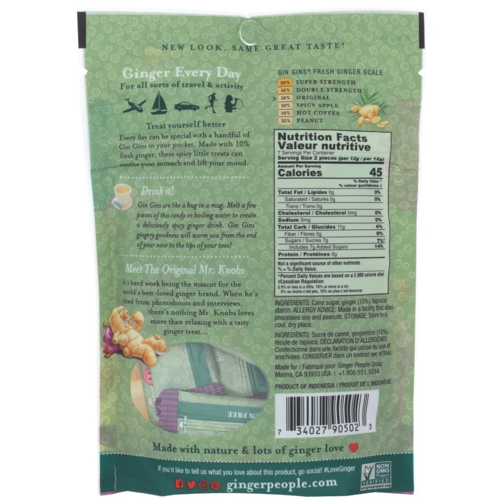 THE GINGER PEOPLE: Gin Gins Original Ginger Chews, 3 oz - SMART GREENS