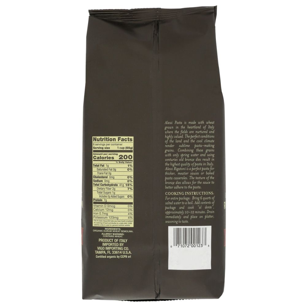 ALESSI: Organic Rigatoni, 16 oz - SMART GREENS