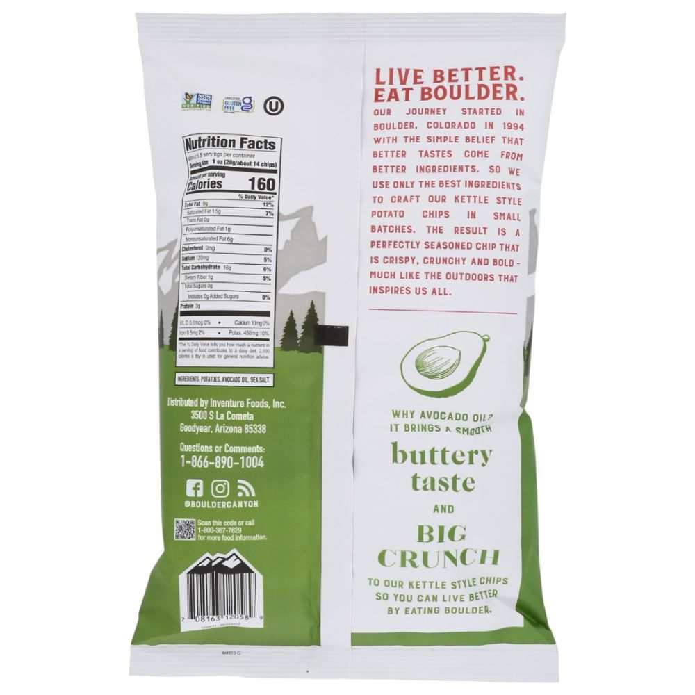 Boulder Canyon Avocado Oil Classic Sea Salt Kettle Style Potato Chips 5.25 oz bag