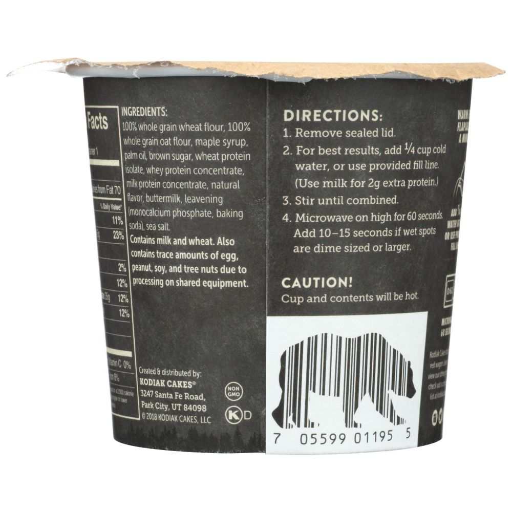 KODIAK Buttermilk and Maple Flapjack Cup 2.15 oz protein-packed breakfast with whole grains and maple syrup