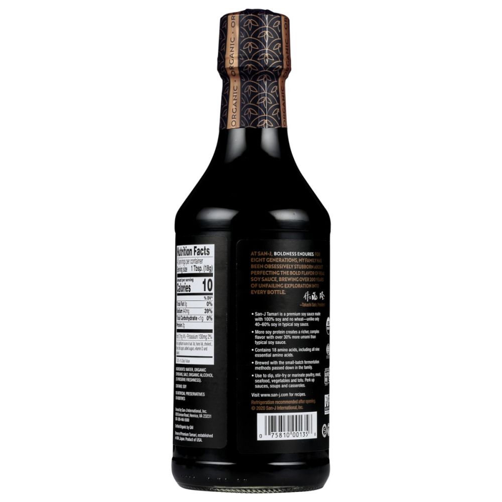 SAN J: Organic Tamari Soy Sauce Gluten Free, 20 oz - SMART GREENS