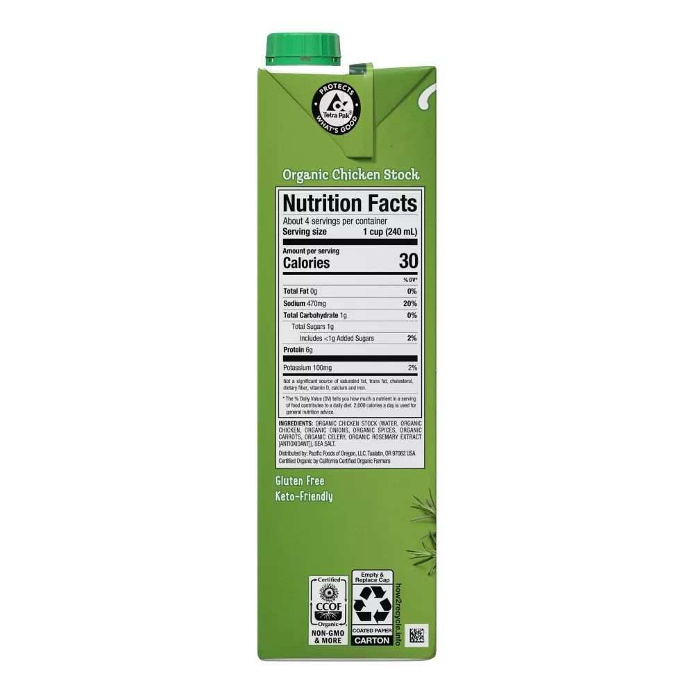 Pacific Foods Organic Chicken Stock 32 oz carton for rich savory cooking