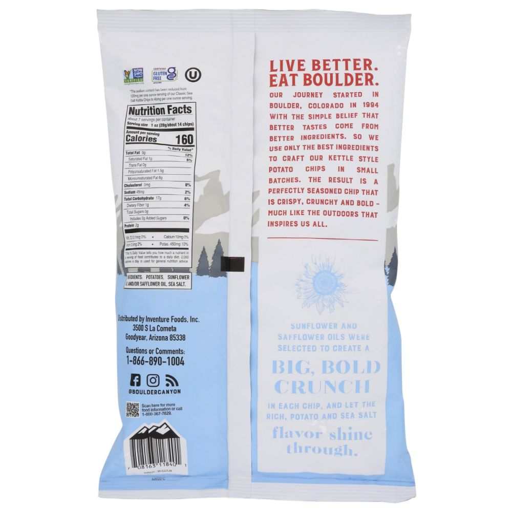 BOULDER CANYON Classic Lightly Salted Potato Chips 6.5 oz kettle cooked thickly sliced